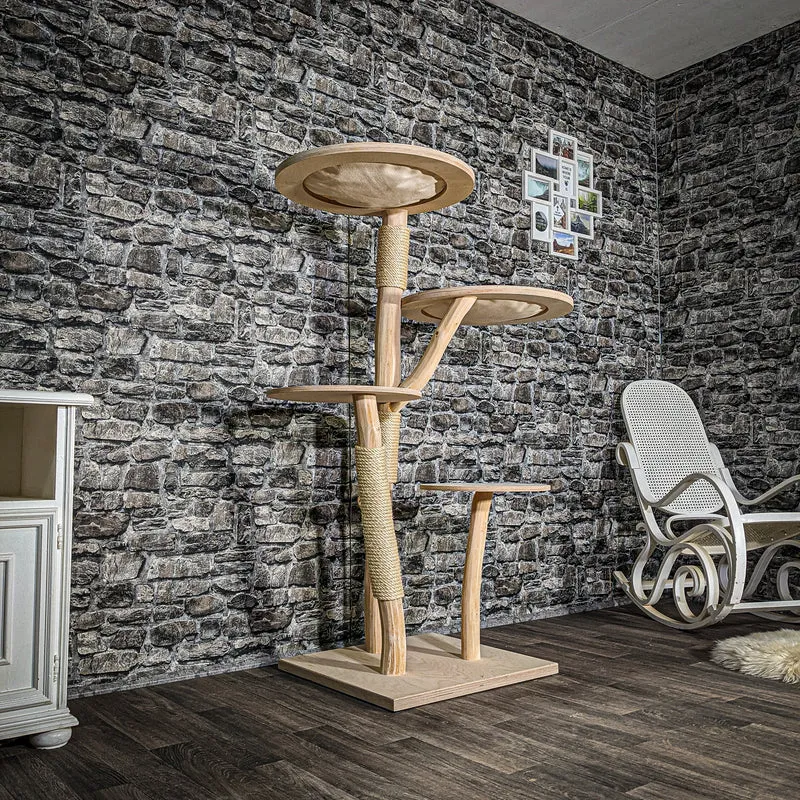 Naturkratzbaum 3520 Kratzbaum Natur Holz Design 145 cm hoch Katzenbaum