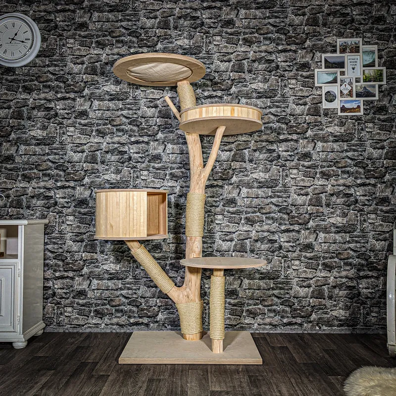 Naturkratzbaum 3519 Kratzbaum Natur Holz Design 172 cm hoch Katzenbaum