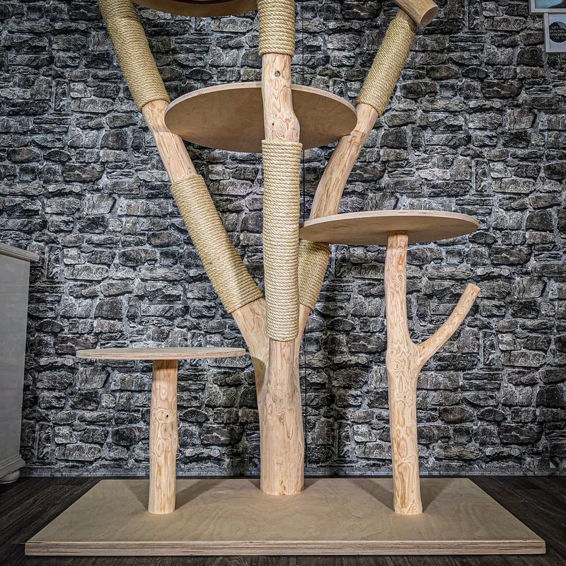 Naturkratzbaum 3513 Kratzbaum Natur Holz Design 222 cm hoch Katzenbaum