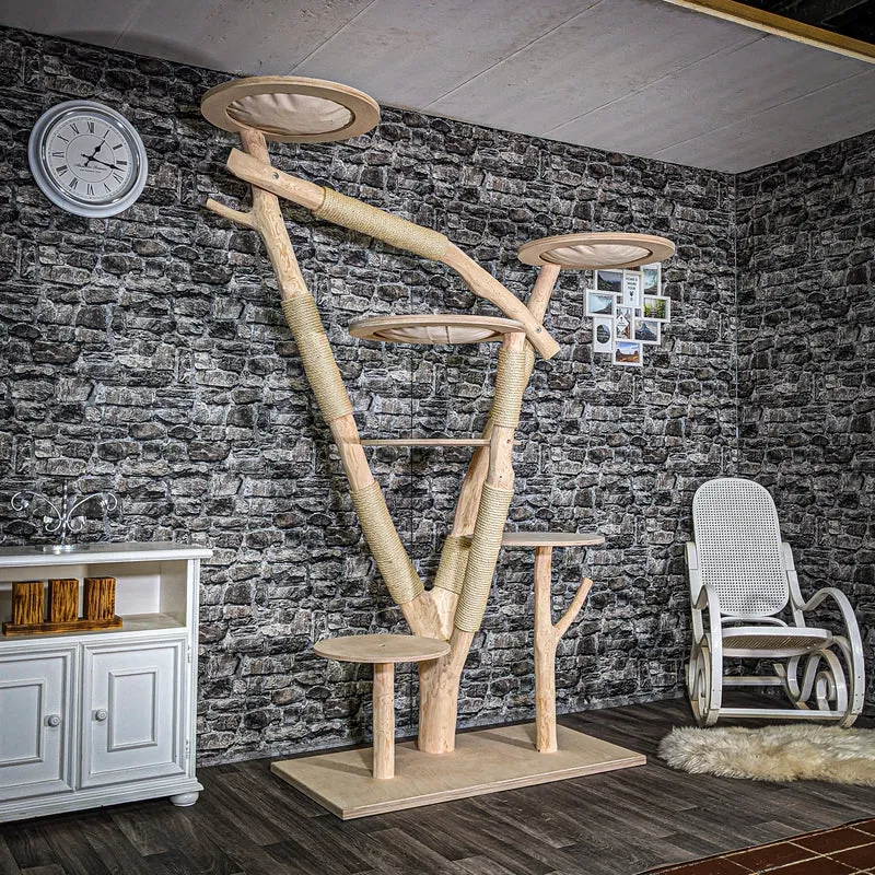 Naturkratzbaum 3513 Kratzbaum Natur Holz Design 222 cm hoch Katzenbaum