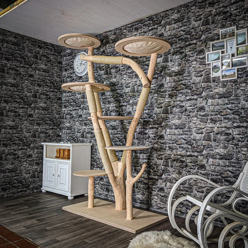 Naturkratzbaum 3513 Kratzbaum Natur Holz Design 222 cm hoch Katzenbaum
