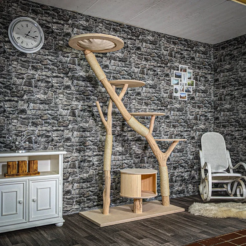 Naturkratzbaum 3507 Kratzbaum Natur Holz Design 192 cm hoch Katzenbaum