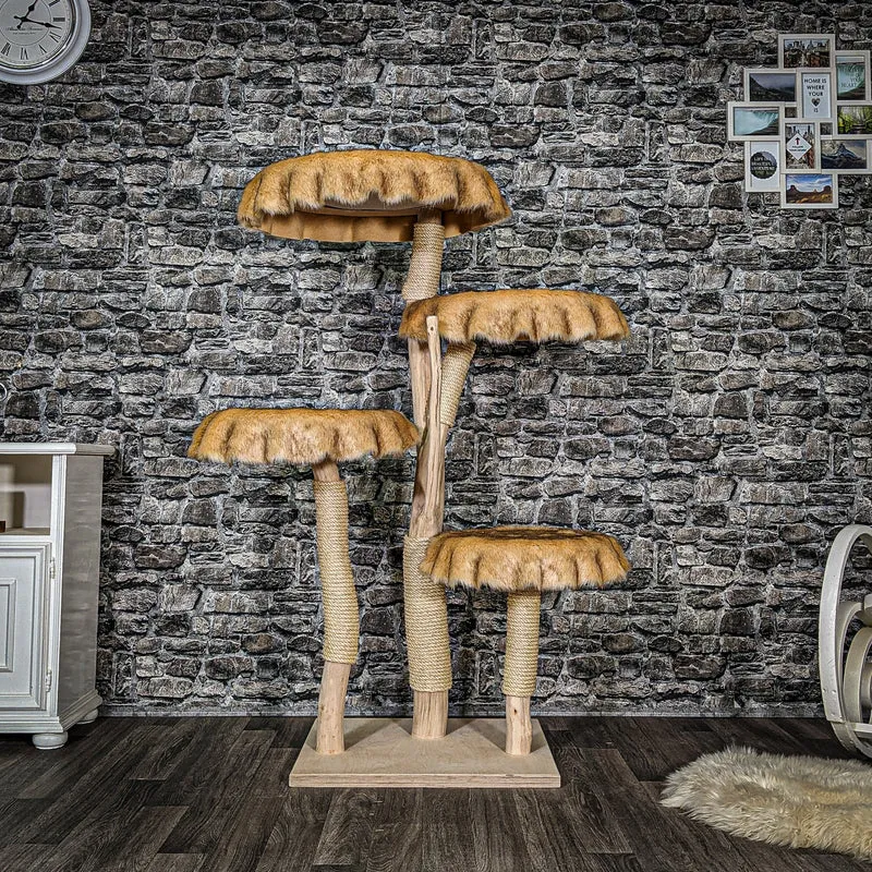 Naturkratzbaum 3506 Kratzbaum Natur Holz Design 145 cm hoch Katzenbaum