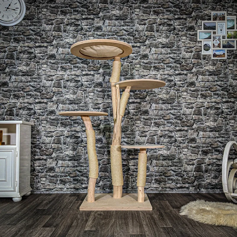 Naturkratzbaum 3506 Kratzbaum Natur Holz Design 145 cm hoch Katzenbaum