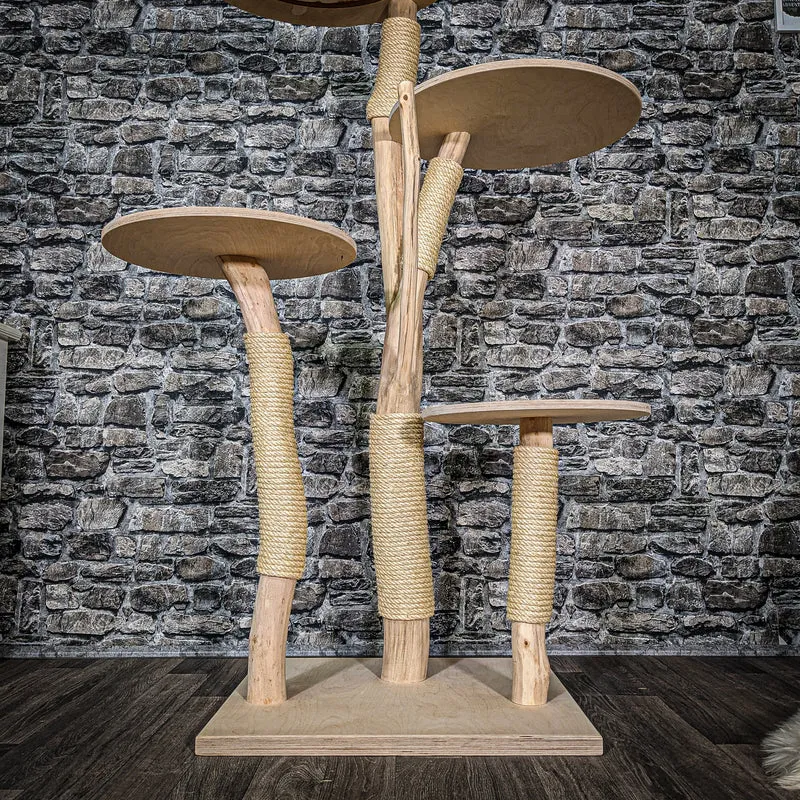 Naturkratzbaum 3506 Kratzbaum Natur Holz Design 145 cm hoch Katzenbaum