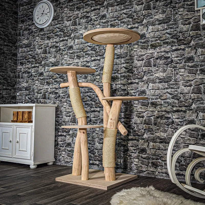 Naturkratzbaum 3501 Kratzbaum Natur Holz Design 146 cm hoch Katzenbaum