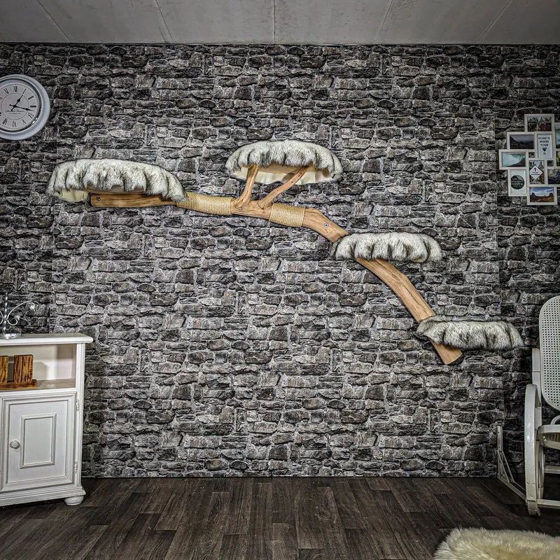 Wandkratzbaum 3499 Naturkratzbaum 240 cm lang Kratzbaum Natur Holz Design