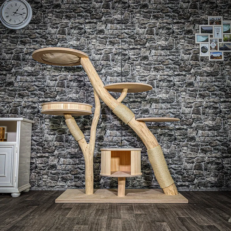 Naturkratzbaum 3496 Kratzbaum Natur Holz Design 142 cm hoch Katzenbaum