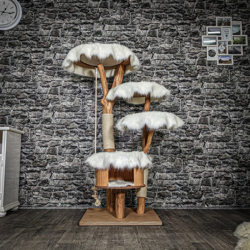 Naturkratzbaum 2135 Kratzbaum Natur Holz Design 145 cm hoch Katzenbaum