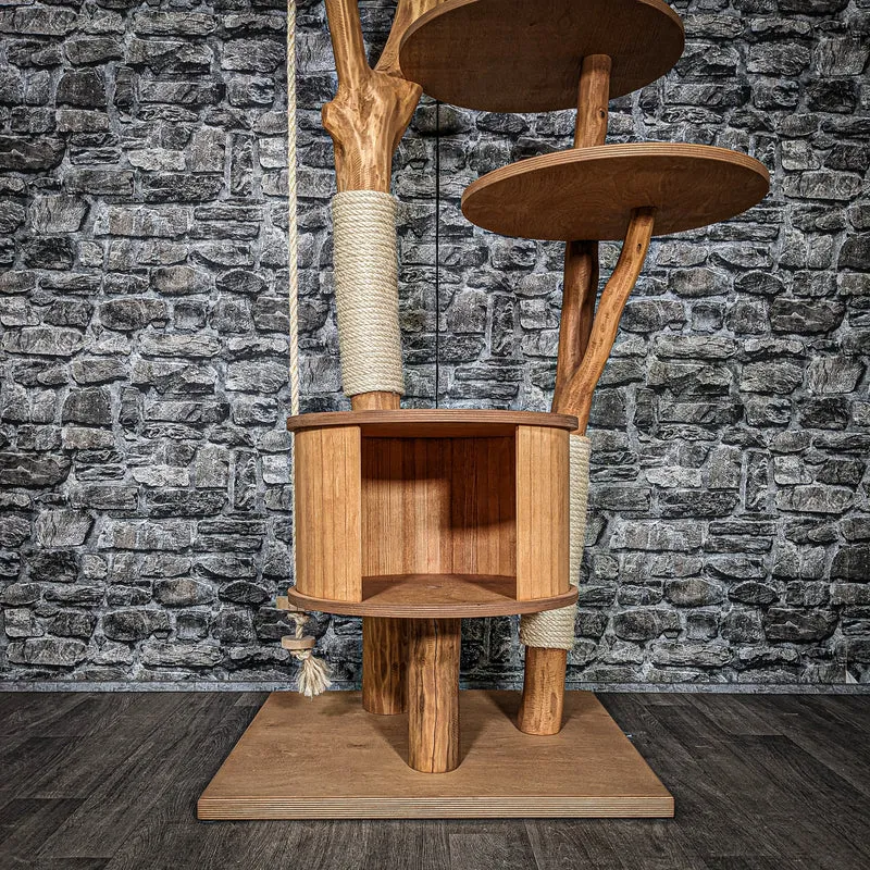 Naturkratzbaum 2135 Kratzbaum Natur Holz Design 145 cm hoch Katzenbaum