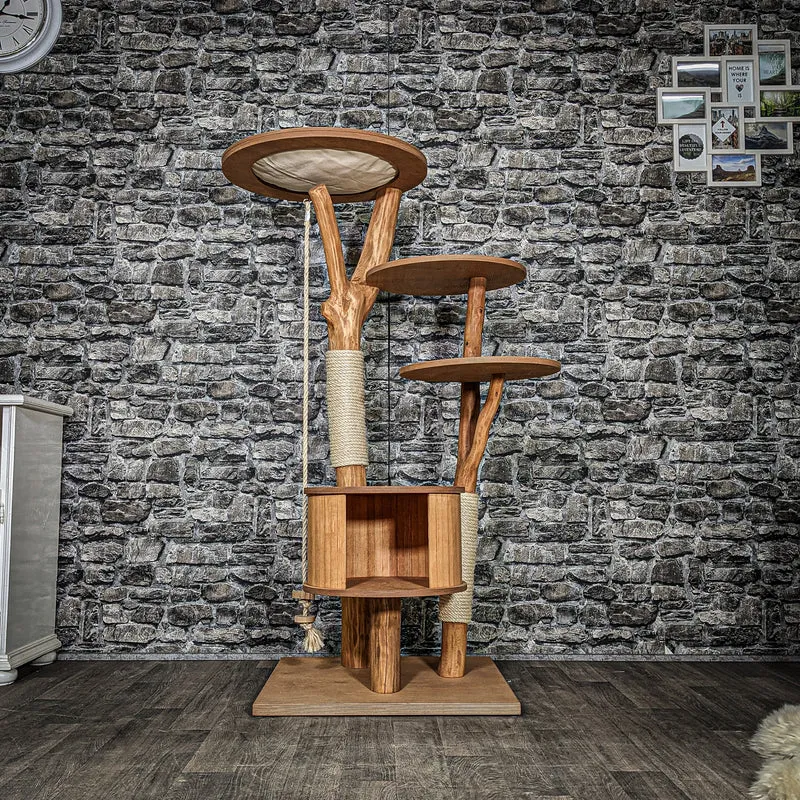 Naturkratzbaum 2135 Kratzbaum Natur Holz Design 145 cm hoch Katzenbaum