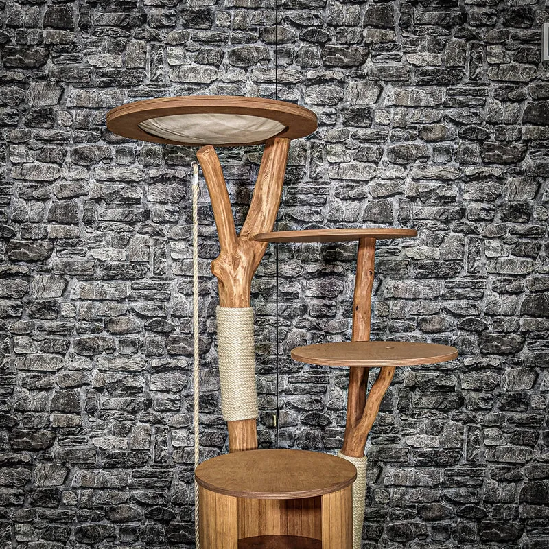 Naturkratzbaum 2135 Kratzbaum Natur Holz Design 145 cm hoch Katzenbaum