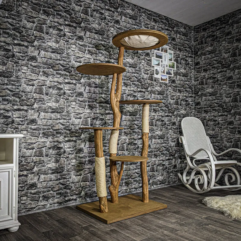 Naturkratzbaum 3268 Kratzbaum Natur Holz Design 175 cm hoch Katzenbaum