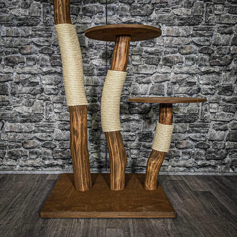 Naturkratzbaum 3374 Kratzbaum Natur Holz Design 121 cm hoch Katzenbaum