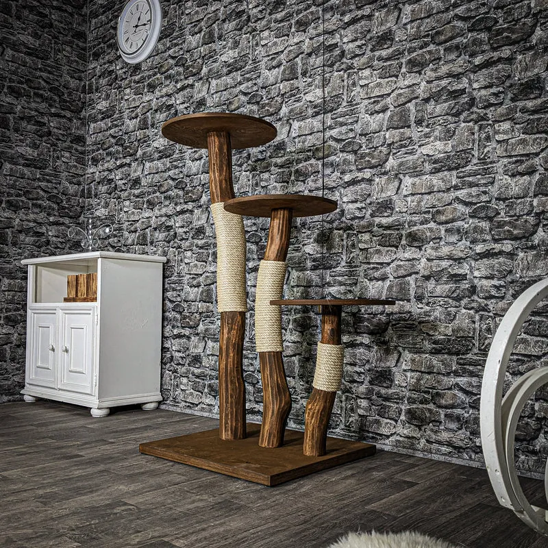 Naturkratzbaum 3374 Kratzbaum Natur Holz Design 121 cm hoch Katzenbaum
