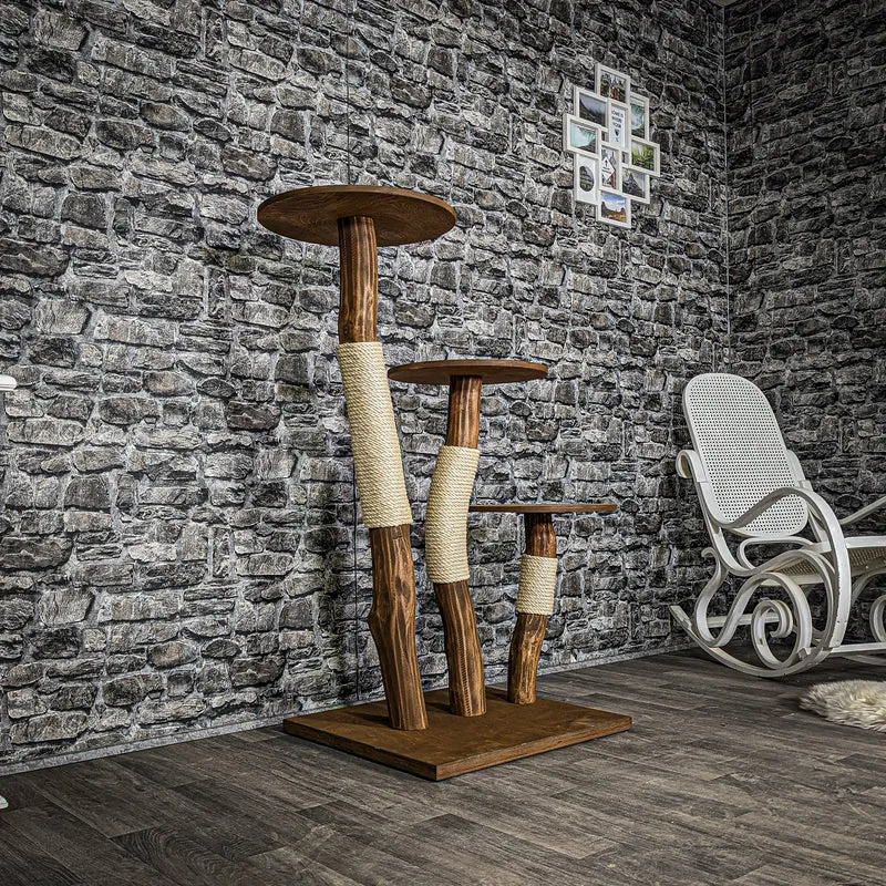 Naturkratzbaum 3374 Kratzbaum Natur Holz Design 121 cm hoch Katzenbaum