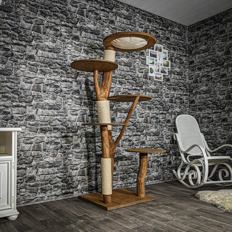 Naturkratzbaum 2911 Kratzbaum Natur Holz Design 174 cm hoch Katzenbaum