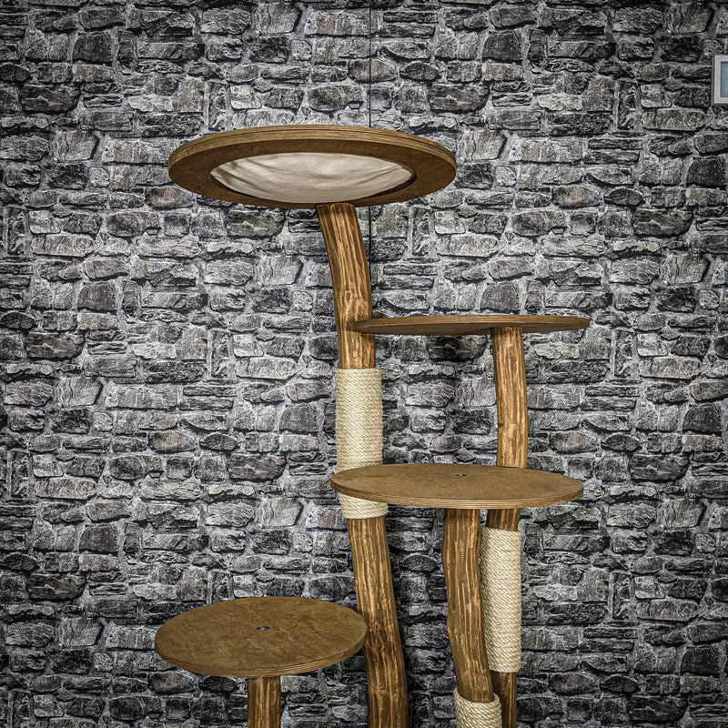 Naturkratzbaum 3223 Kratzbaum Natur Holz Design 144 cm hoch Katzenbaum