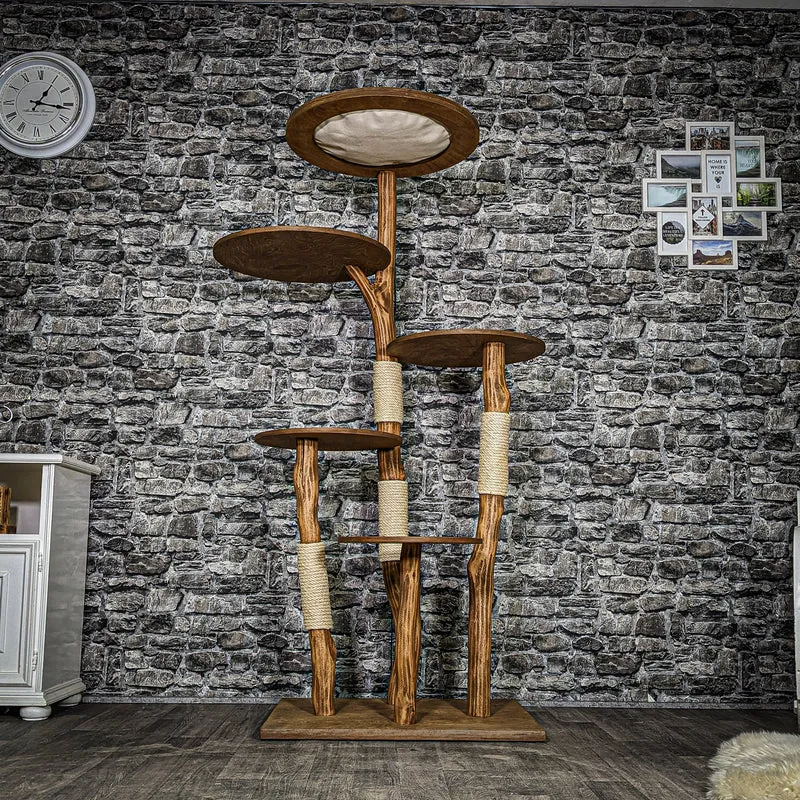 Naturkratzbaum 3335 Kratzbaum Natur Holz Design 175 cm hoch Katzenbaum