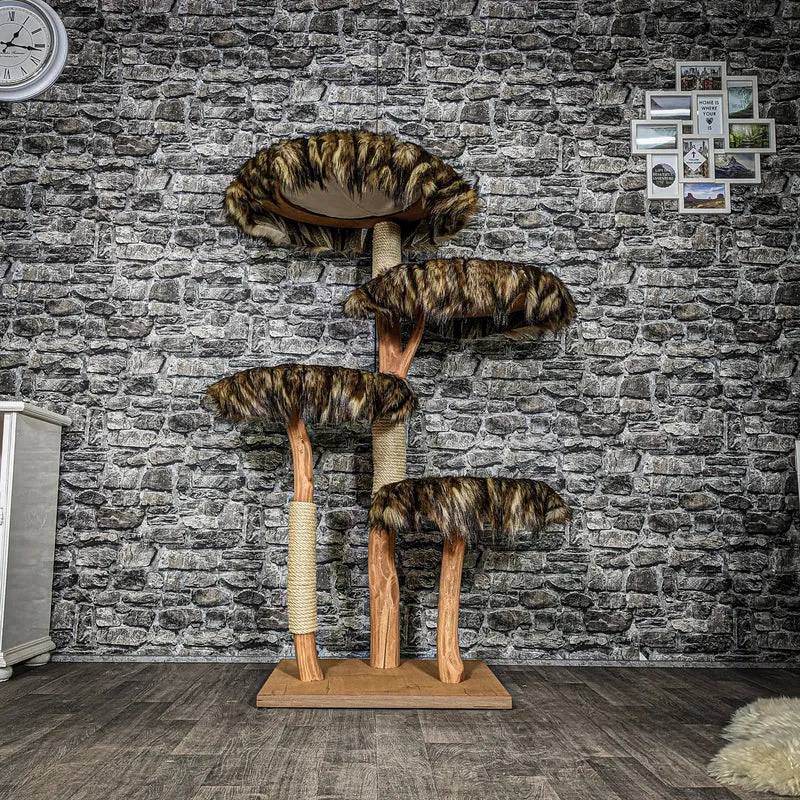 Naturkratzbaum 3253 Kratzbaum Natur Holz Design 143 cm hoch Katzenbaum