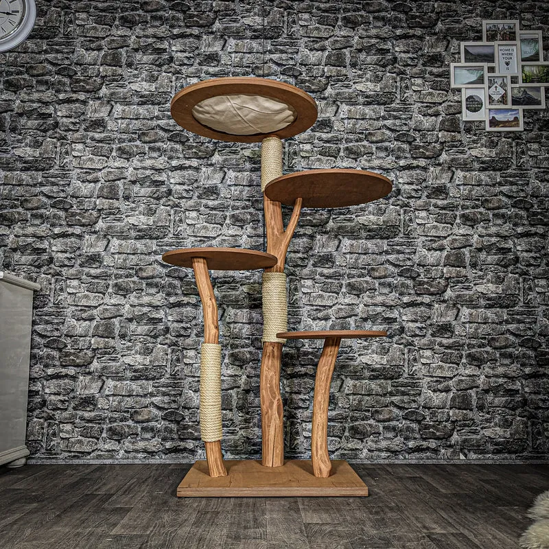 Naturkratzbaum 3253 Kratzbaum Natur Holz Design 143 cm hoch Katzenbaum