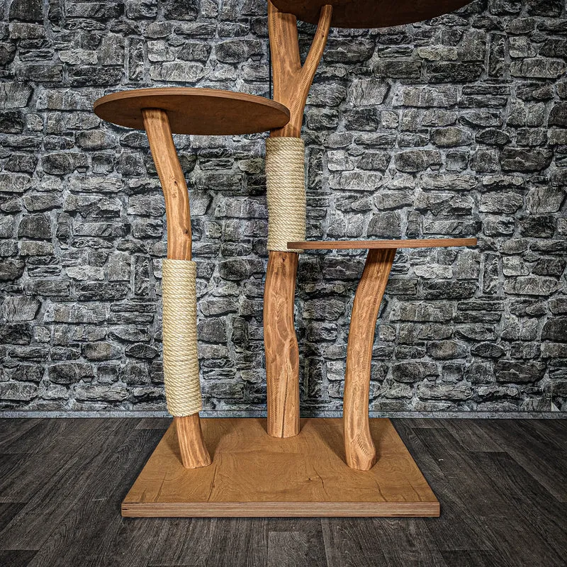 Naturkratzbaum 3253 Kratzbaum Natur Holz Design 143 cm hoch Katzenbaum