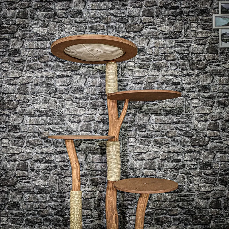 Naturkratzbaum 3253 Kratzbaum Natur Holz Design 143 cm hoch Katzenbaum