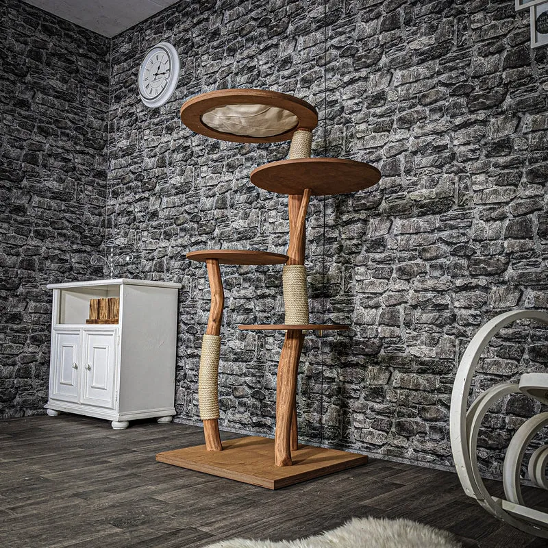 Naturkratzbaum 3253 Kratzbaum Natur Holz Design 143 cm hoch Katzenbaum