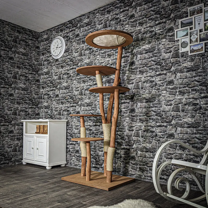 Naturkratzbaum 3231 Kratzbaum Natur Holz Design 175 cm hoch Katzenbaum