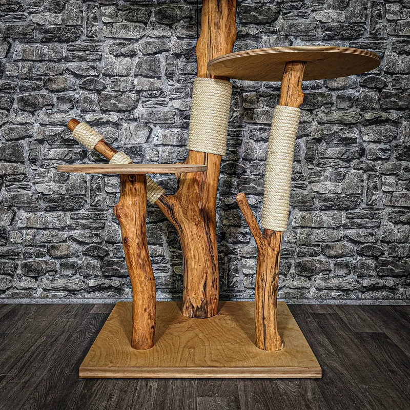 Naturkratzbaum 3610 Kratzbaum Natur Holz Design 115 cm hoch Katzenbaum