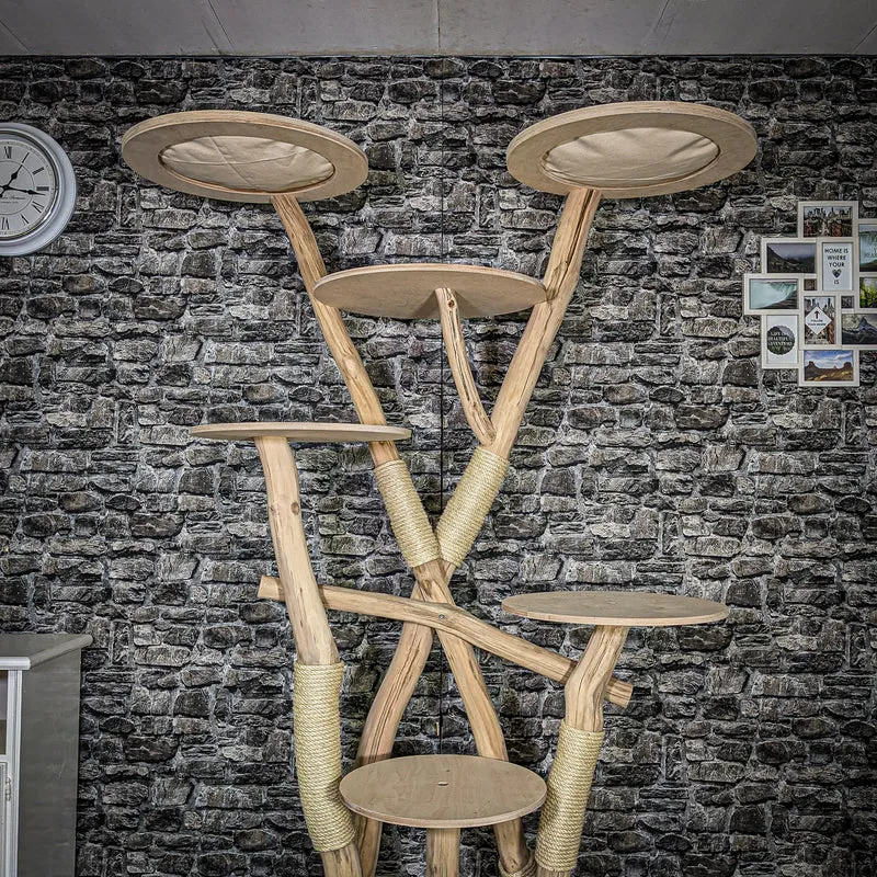 Naturkratzbaum 3609 Kratzbaum Natur Holz Design 203 cm hoch Katzenbaum