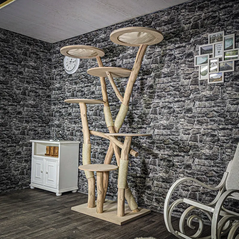 Naturkratzbaum 3609 Kratzbaum Natur Holz Design 203 cm hoch Katzenbaum