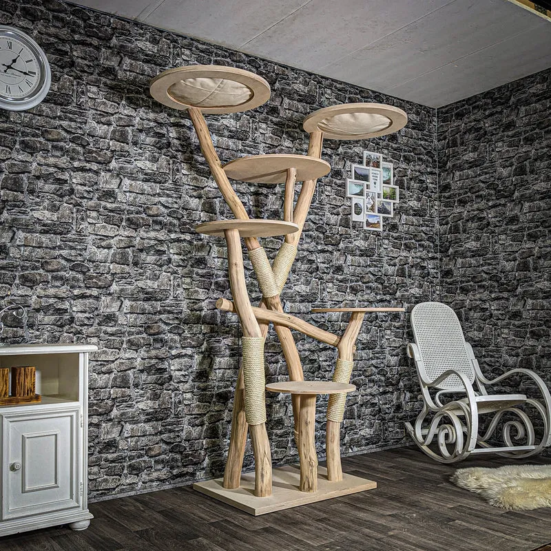 Naturkratzbaum 3609 Kratzbaum Natur Holz Design 203 cm hoch Katzenbaum
