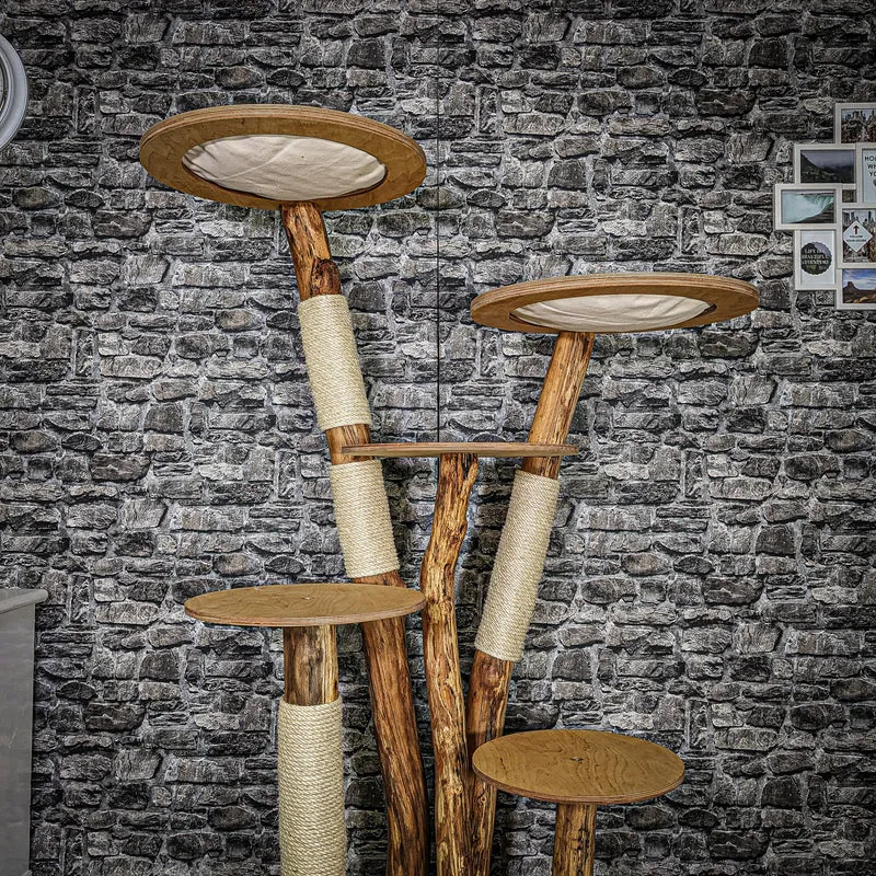 Naturkratzbaum 3608 Kratzbaum Natur Holz Design 173 cm hoch Katzenbaum