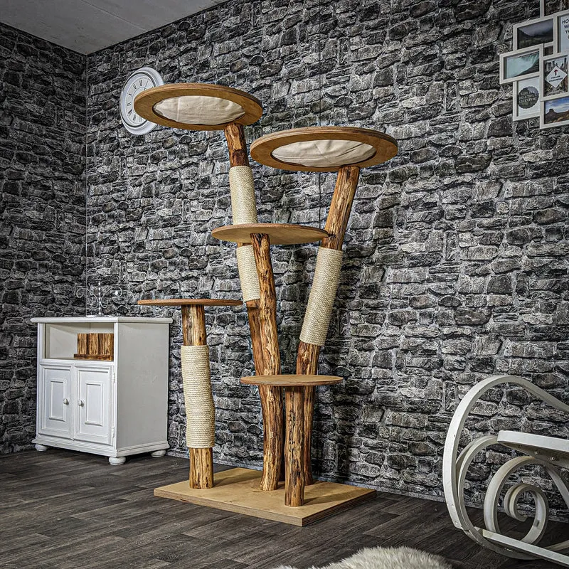 Naturkratzbaum 3608 Kratzbaum Natur Holz Design 173 cm hoch Katzenbaum