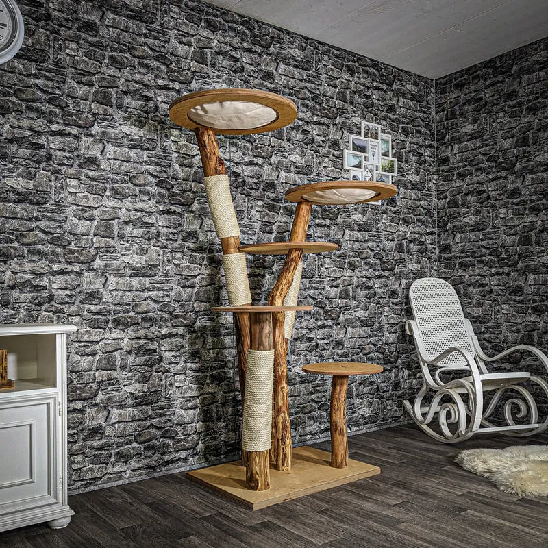 Naturkratzbaum 3608 Kratzbaum Natur Holz Design 173 cm hoch Katzenbaum