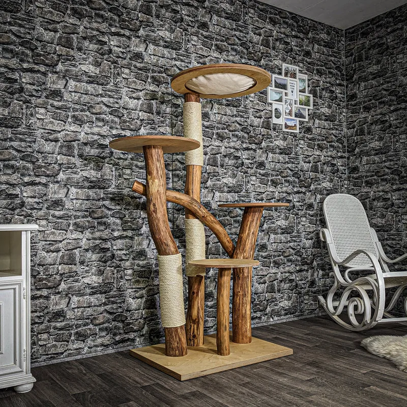 Naturkratzbaum 3606 Kratzbaum Natur Holz Design 160 cm hoch Katzenbaum