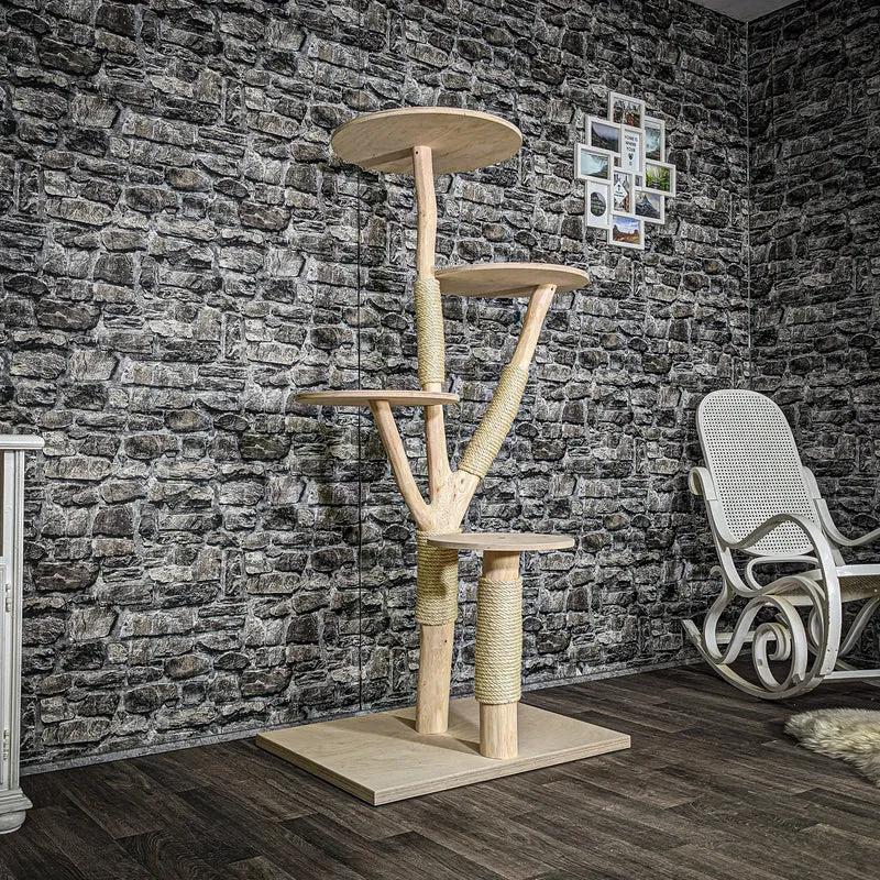 Naturkratzbaum 3600 Kratzbaum Natur Holz Design 160 cm hoch Katzenbaum