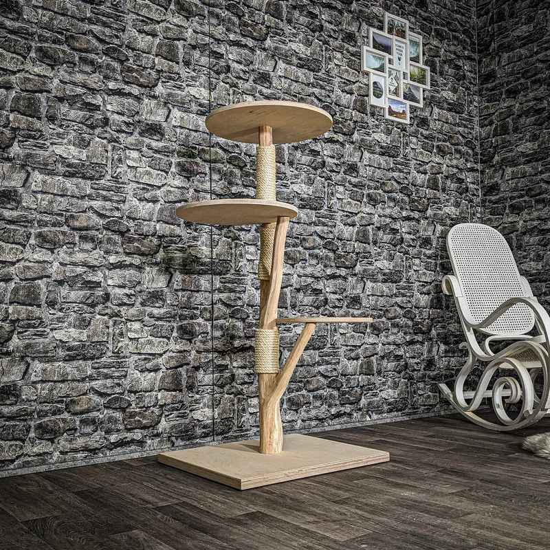 Naturkratzbaum 3599 Kratzbaum Natur Holz Design 119 cm hoch Katzenbaum