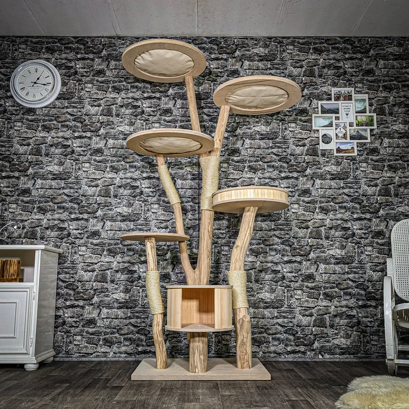 Naturkratzbaum 3598 Kratzbaum Natur Holz Design 206 cm hoch Katzenbaum
