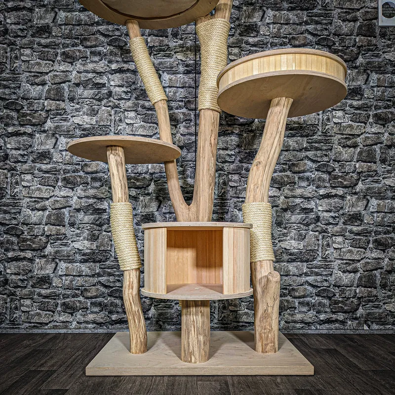 Naturkratzbaum 3598 Kratzbaum Natur Holz Design 206 cm hoch Katzenbaum