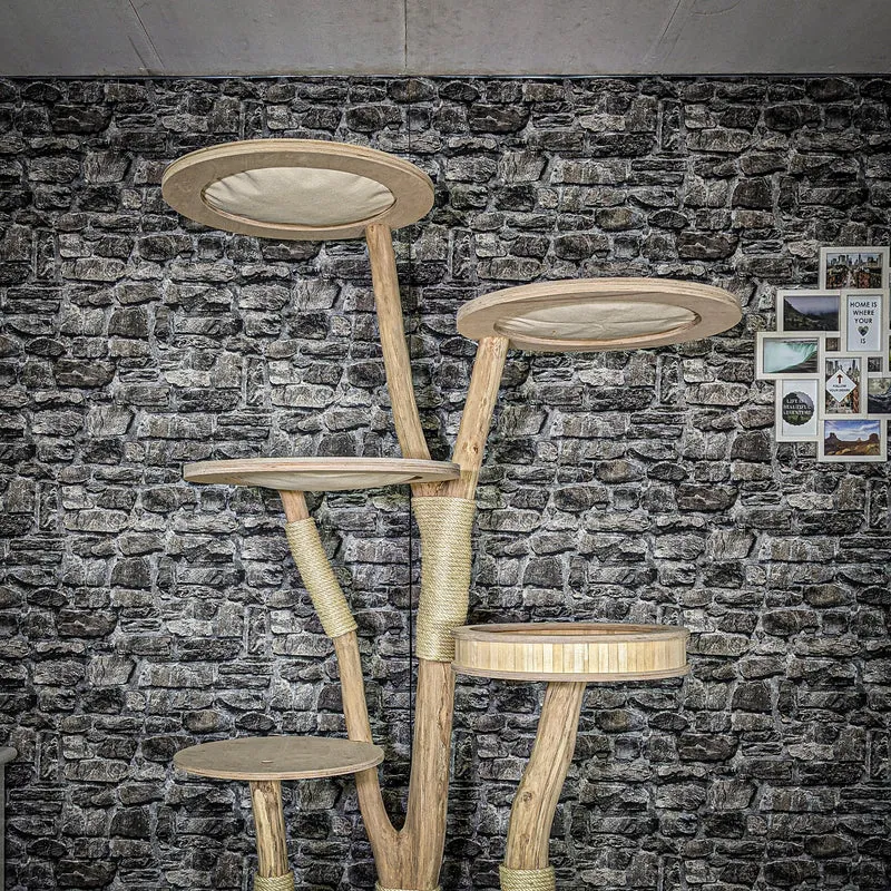 Naturkratzbaum 3598 Kratzbaum Natur Holz Design 206 cm hoch Katzenbaum