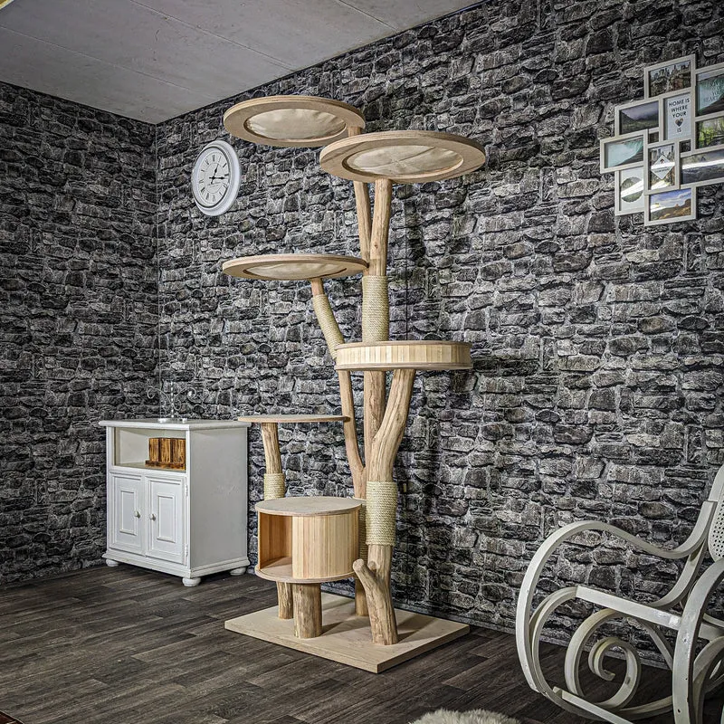 Naturkratzbaum 3598 Kratzbaum Natur Holz Design 206 cm hoch Katzenbaum