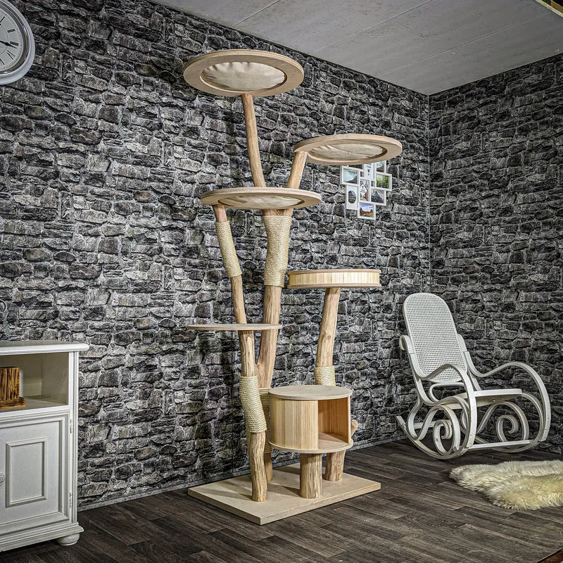 Naturkratzbaum 3598 Kratzbaum Natur Holz Design 206 cm hoch Katzenbaum