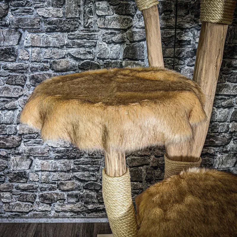 Naturkratzbaum 3598 Kratzbaum Natur Holz Design 206 cm hoch Katzenbaum
