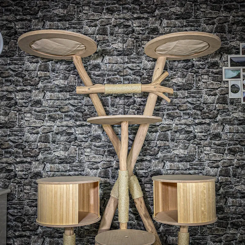 Naturkratzbaum 3597 Kratzbaum Natur Holz Design 192 cm hoch Katzenbaum
