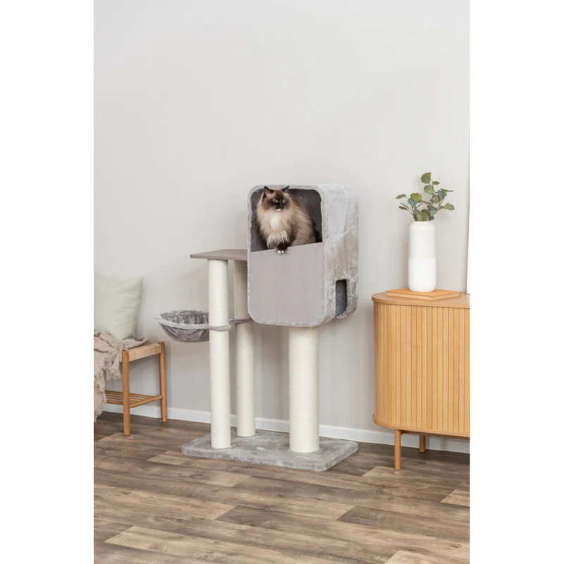 TRIXIE Kratzbaum Marina – Robuster Kratzbaum in Holz-Optik, ideal für mittlere Katzen 🏠