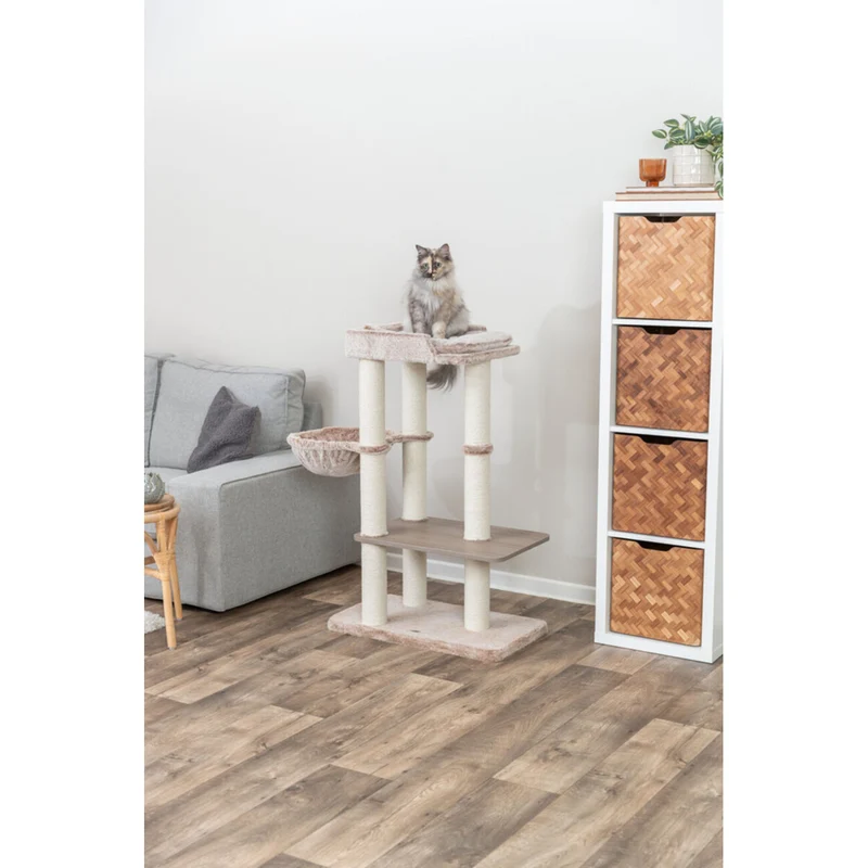 TRIXIE Kratzbaum Sienna – Moderner und Großer Kratzbaum in Holzoptik für Katzen