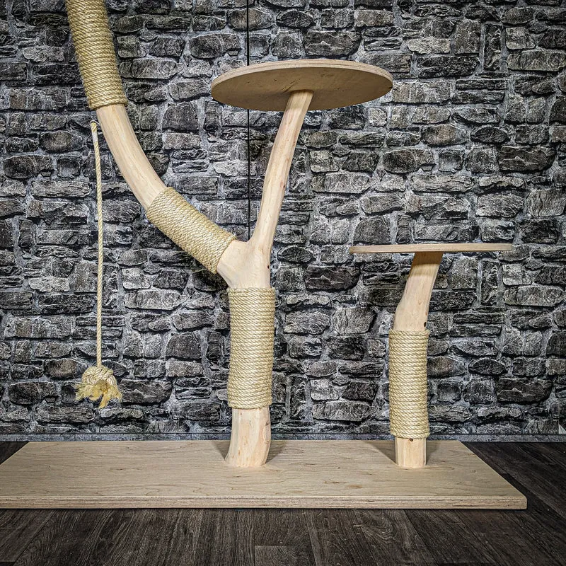 Naturkratzbaum 3594 Kratzbaum Natur Holz Design 123 cm hoch Katzenbaum