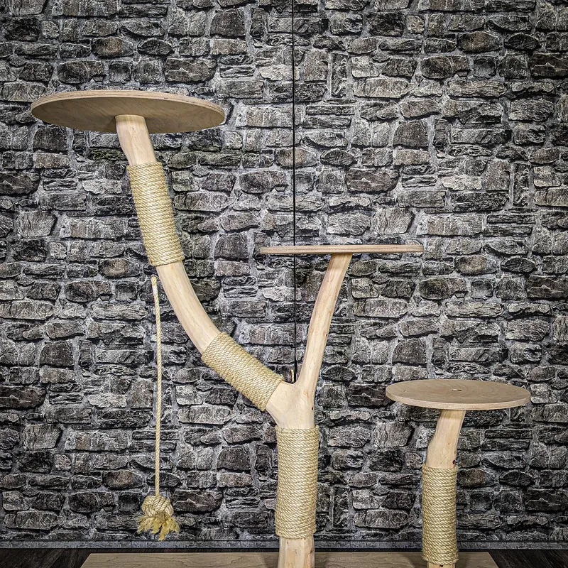 Naturkratzbaum 3594 Kratzbaum Natur Holz Design 123 cm hoch Katzenbaum